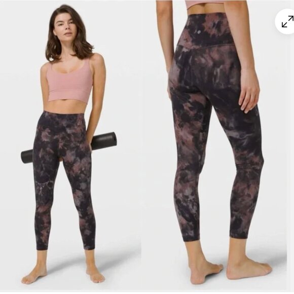 Lululemon Align Pant 25" Diamond Dye Graphite‎ Grey Pink Pastel Size 6/S - Picture 1 of 7